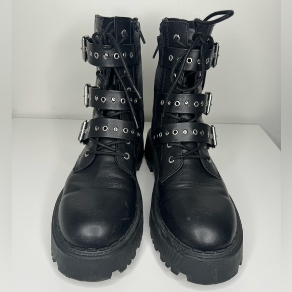 Zara Studded Biker Ankle Boots - Size 39 - Picture 2 of 6